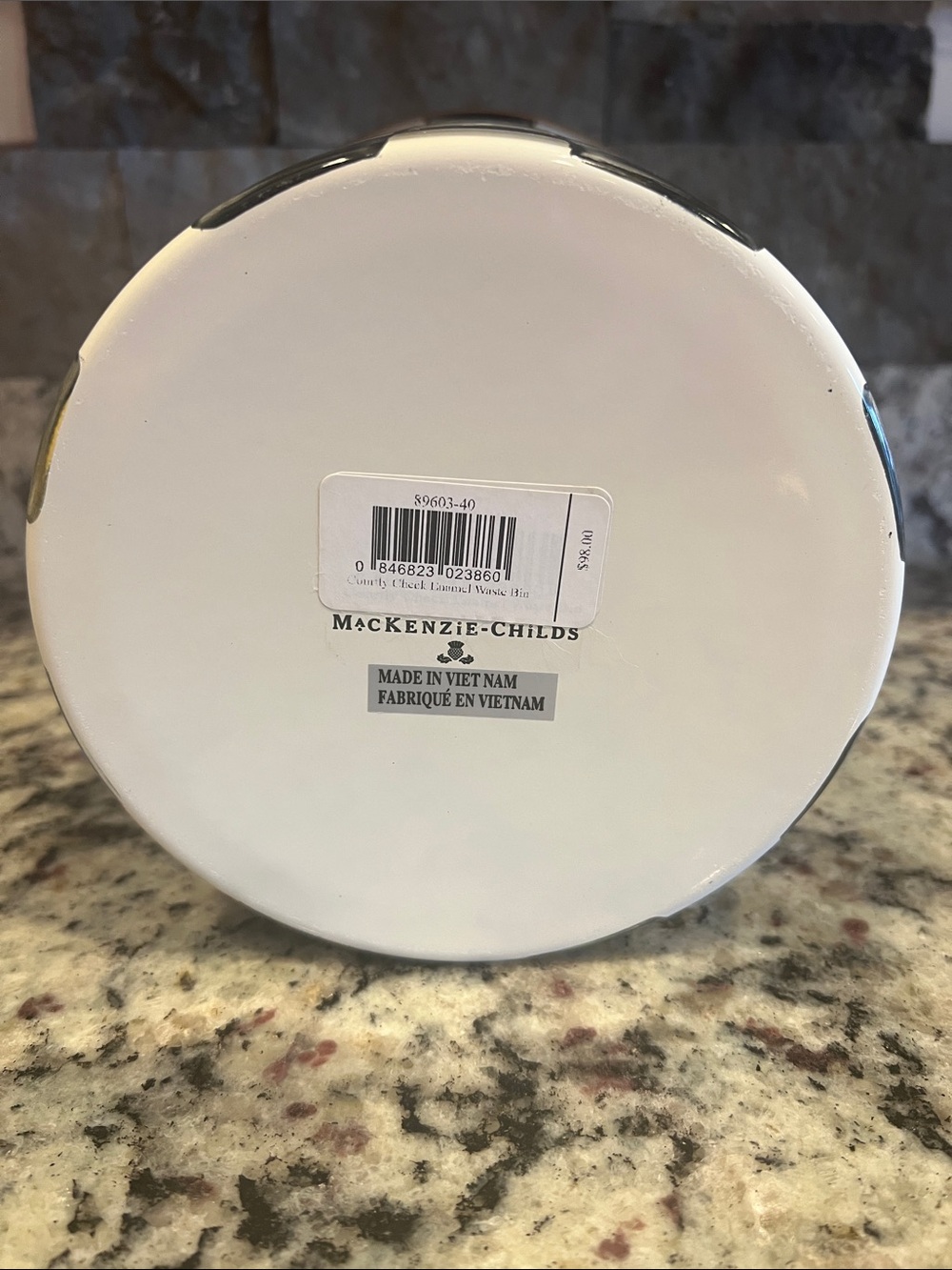 Mackenzie-Childs Courtly Check Waste Bin - Trash Can. NEW w/out original box. - Picture 4 of 8
